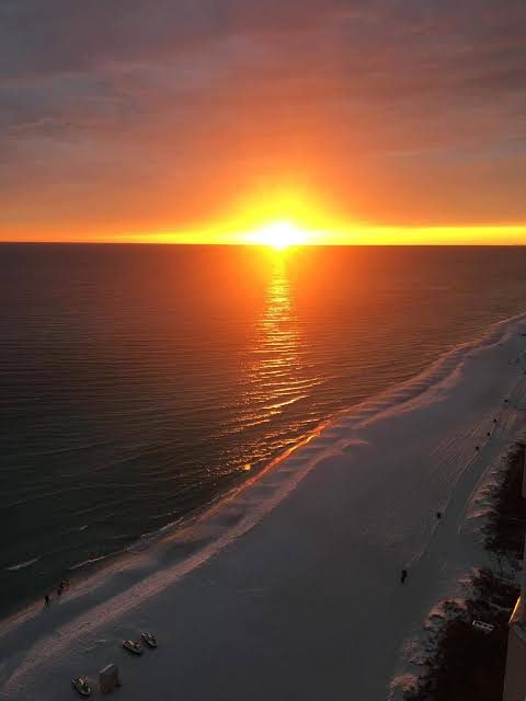 Sunset over the Gulf seen from one of Eliseo's rental balconies